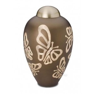 Brass Urn (Brown with Butterflies) - Special Offer